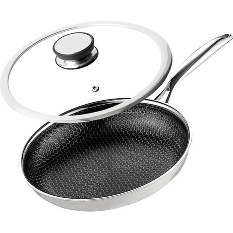 Sartén cerámica profesional Kanso de 24 cm con tapa, diseño de panal, apta para inducción, gas y acero inoxidable. (1/5)