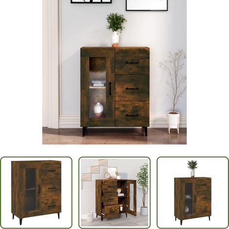 vidaXL Holzbeistelltisch - Sideboard Räuchereiche 69,5x34x90 cm Holzwerkstoff (1/5)