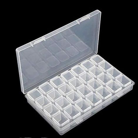 Boîte de rangement pour diamant de broderie, 28 compartiments, en plastique PP, lot de 2 pièces (1/4)