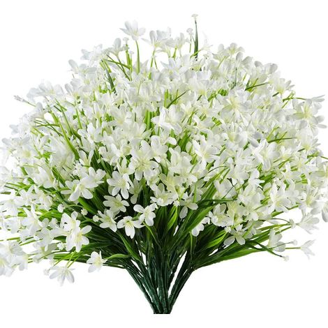 6 paquets Fleurs d'orchidée artificielle, plantes en plastique pour mariage Bridle Bouquet en plein air Maison Jardin Cuisine Bureau Table Vase blanc (1/5)