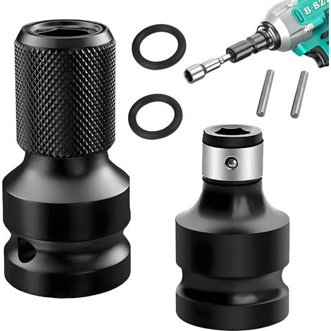 2 - Adaptateur - Visseuse - Conversion Clé À Cliquet - Acier Au Carbone - Pour Bricolage Et Réparation Auto - Noir - 50x15mm (1/5)