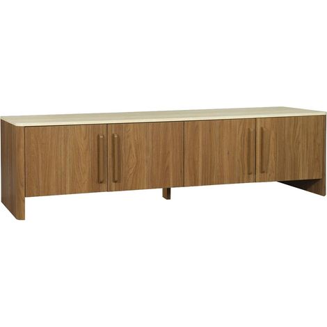 sweeek - TV-Möbel Holzdekor mit Travertin-Effekt, 4 Türen, 180 cm (1/5)