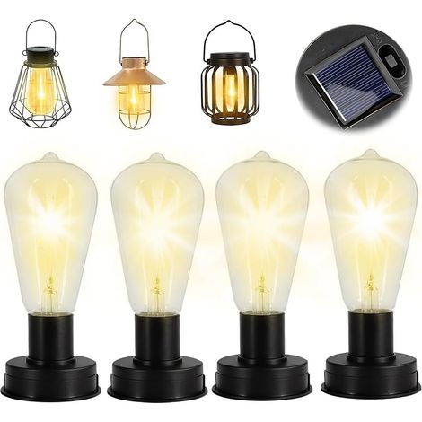 4er-Set Solarlampen, 7 cm Ersatz-Solarleuchten mit LED-Leuchtmitteln, automatische Ein-/Ausschaltfunktion für Garten, Camping und Outdoor-Aktivitäten (1/5)