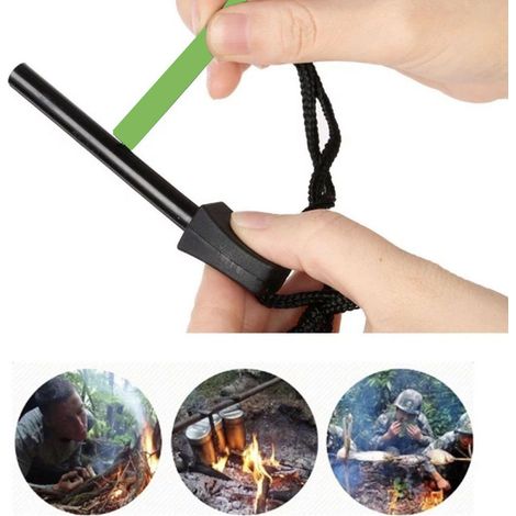Allume-feu portable en silex de magnésium avec grattoir, outil de survie pour le camping en extérieur (1/5)