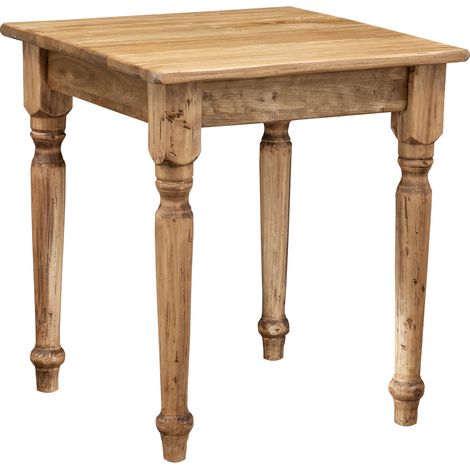 Mesa de estilo Country de mader maciza de tilo acabado con efecto natural 70x70x78 cm (1/5)