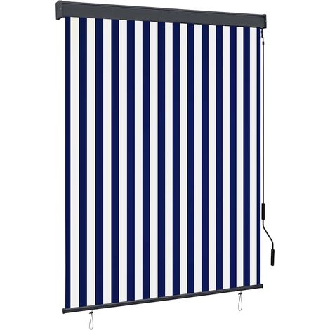 Store enrouleur extérieur 140 x 250 cm bleu et blanc