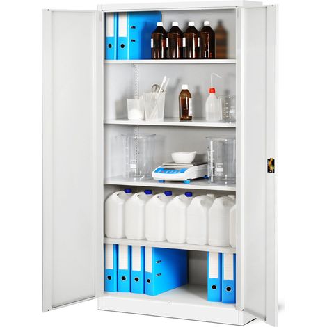 Armoire de Bureau Métal 4 Étagères Verrouillable 195 x 90 x 40 cm (1/5)