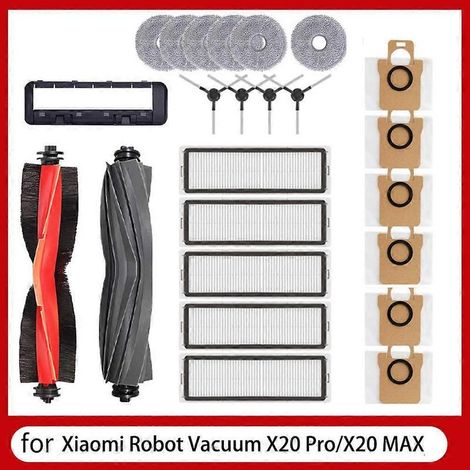 Accessoires pour aspirateur robot Xiaomi X20 Max / X20 Pro / D109GL / D102GL : rouleau principal et brosse latérale (1/5)