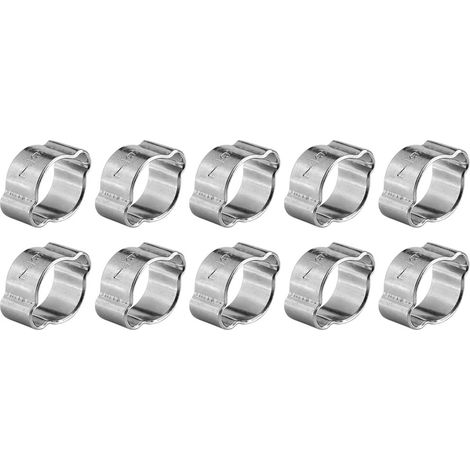 10 colliers de serrage à deux oreilles en fer galvanisé zingué 5‑23 mm pour tuyaux d'essence (7‑9 mm) (1/5)