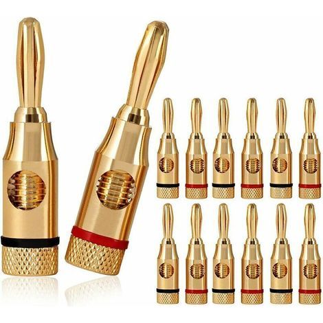 12-piece banana plugs, high-quality 24K gold-plated connectors for HiFi speakers, speaker cables, and home theater systems.
