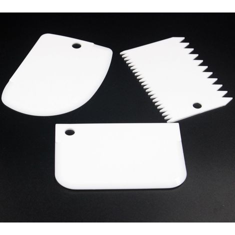 Ensemble de trois grattoirs blancs crème, grattoirs trapézoïdaux en plastique, (1/4)