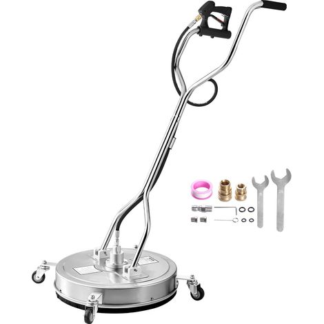 Nettoyeur de surface pour nettoyeur haute pression 558 mm, accessoire nettoyeur sol en acier inox sur roues, 310 bar max. connecteur 0,95 cm 2 buses pulvérisation double poignée pour béton patio (1/5)