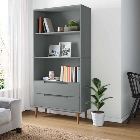vidaXL Librería MOLDE madera maciza de pino gris 85x35x170,5 cm (1/5)
