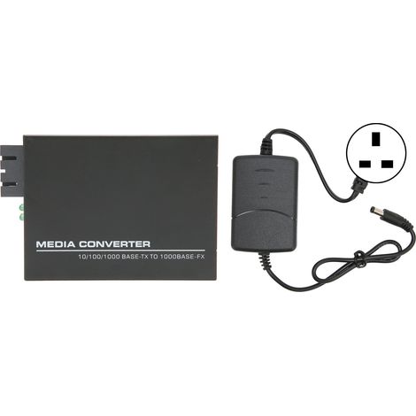 Convertisseur de média Gigabit Ethernet monomode double SC 10/100/1000Base-TX RJ45 fibre optique pour maison 100-240V prise UK (1/5)