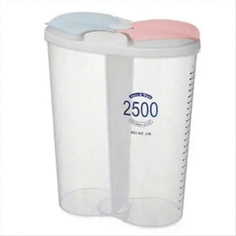 Réservoir de stockage de céréales, boîte de conservation hermétique pour aliments de cuisine et de maison, 2 compartiments (1/5)