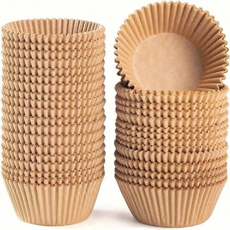 Pirottini per cupcake in carta naturale ed ecologica (200 pezzi), pirottini standard per muffin antiaderenti, pirottini di carta per la cottura, non è necessario lo stampo per muffin.