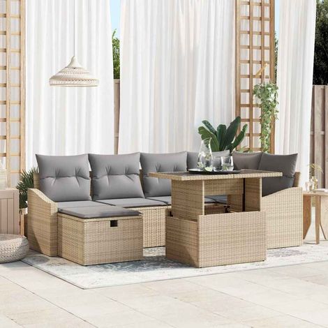 Conjunto de sofá de jardín 7 uds. ratán sintético vidaXL (1/5)