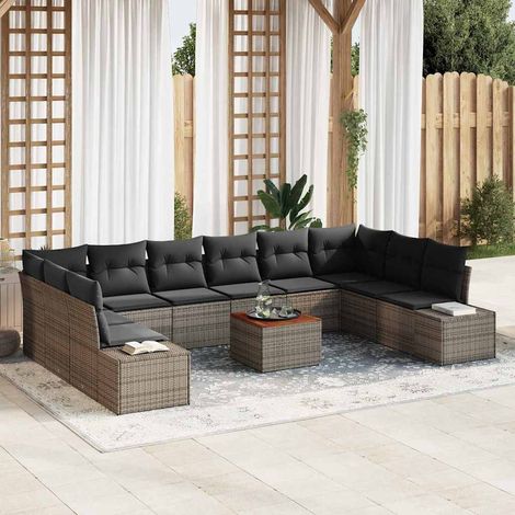 Conjunto de sofá de jardín 11 uds. Gris vidaXL (1/5)