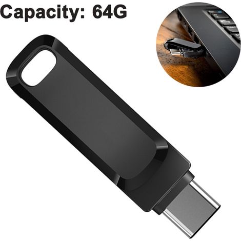 Chiavetta USB a doppia interfaccia, che offre trasferimento dati ad alta velocità tramite interfacce USB Type-C e USB Type-A, ideale per smartphone, backup dati veloci, design portatile e struttura in