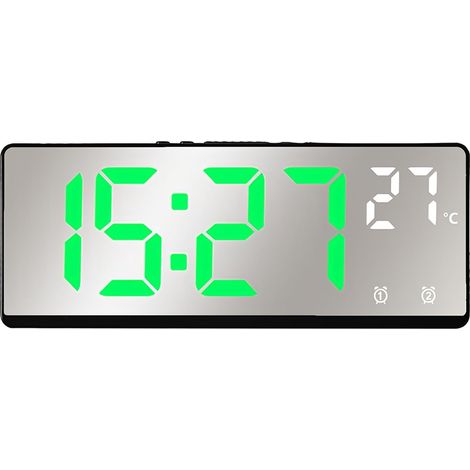 Digitaler Wecker mit Sprachsteuerung, 5 Helligkeitsstufen, Temperatureinstellung, Datumsanzeige, Spiegelfunktion, Schlummerfunktion, für Schüler und Studenten. (1/5)