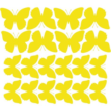 Pegatinas de pared grandes con forma de mariposa, 20 unidades, color amarillo mate, 70 micras.