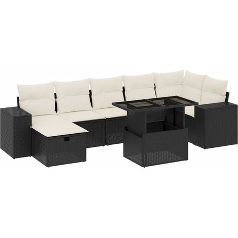 Maison Exclusive - Set Divani da Giardino con Cuscini 8 pz Nero in Polyrattan