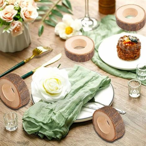 12PC Rond de Serviette de Table Bois Anneau Serviette de Table Bois Personnalis Vintage Dcoration de Table de 12 ROND DE SERVIETTE (1/4)