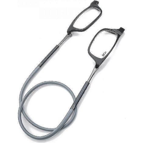 Lunettes de lecture haut de gamme à absorption magnétique, à porter autour du cou, style original - Grossissement 2,25 - Gris (1/5)