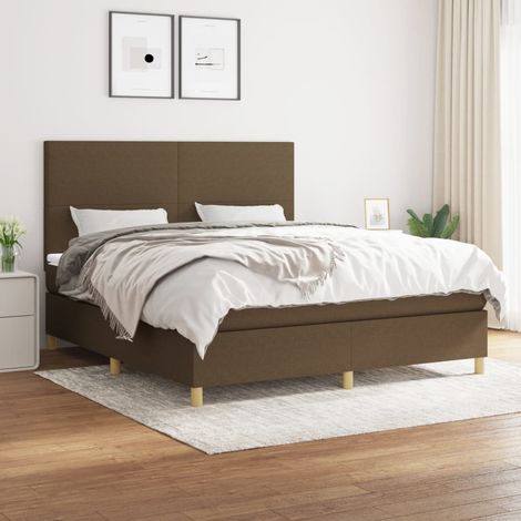 Lit adulte Contemporain  Lit à sommier tapissier avec matelas Marron foncé 160x200 cm 93053 (1/5)