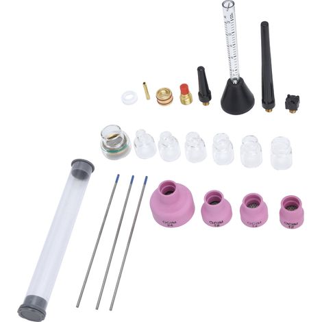 Argon-Lichtbogenschweißdüsen-Set mit Gasdurchflussmesser, Wolframnadel-Dichtungsring 2,4 mm für WP‑9/20 (1/5)