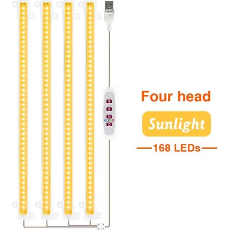 Lampes de croissance pour plantes Lampe de croissance LED (Sunlight 4 têtes) à spectre complet USB 5V pour plantes d'intérieur, semis et serres (Fitolampy). (1/5)