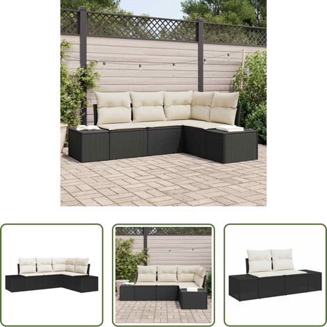 Terrassensofa - Gartensofa-set 4 pcs Schwarz Poly-Rattan (1/5)