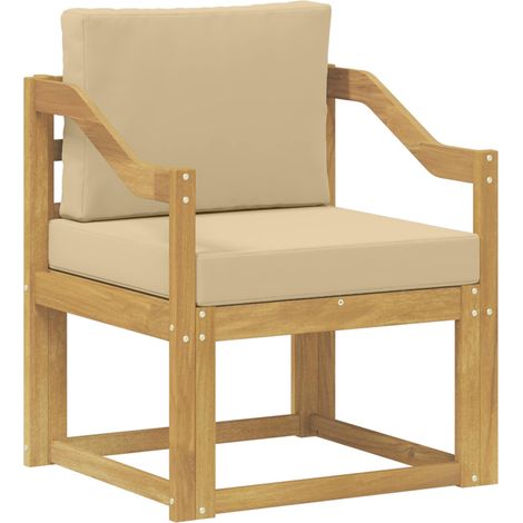 2 Pieza Conjunto de sofás de exterior Poliéster Blanco y Beige vidaXL (1/5)