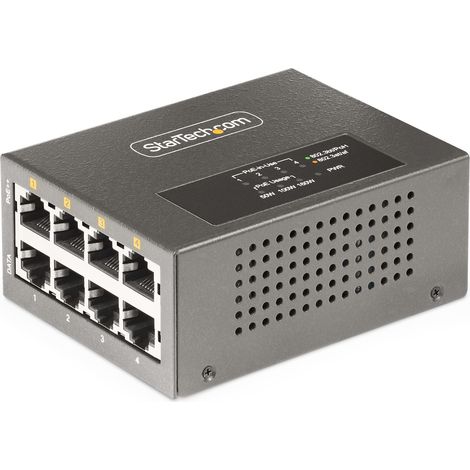 StarTech.com Switch PoE / PoE+ / PoE++ 802.3af/802.3at/802.3bt de 4 Puertos - 95W - 160W de Capacidad de Potencia - Inyector Power over Ethernet 5G (N