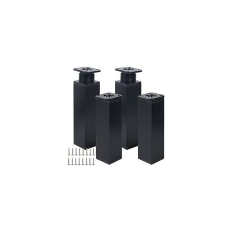 Juego de 4 patas ajustables para muebles, patas de mesa negras, 15 cm con 16 tornillos, ajustables para armarios de cocina y mesas - Crezuo