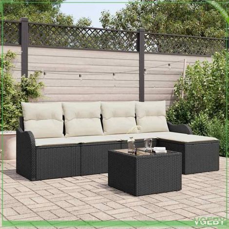 Ensemble de canapé de jardin 6 pcs - FAFEICY - Modulaire - Rangement intégré - Polyrotin & acier - Protection anti-UV (1/5)