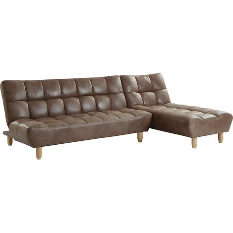 Canapé modulable convertible en microfibre vieillie ESTEBAN - Marron vintage (1/4)