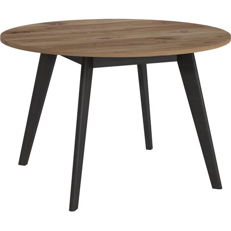 Esstisch, rund, 120cm, Eiche mit schwarz, RAMVIK-129 (1/2)