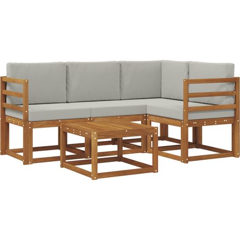 Conjunto de sofás de exterior 5 pcs Gris Natural y Claro vidaXL (1/5)