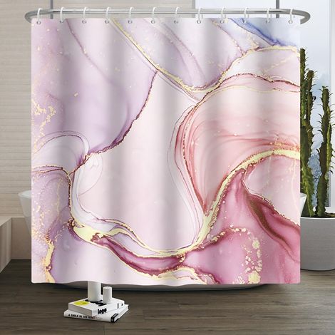 150x200cm Rideau de Douche Marbre Abstrait Rose Points Imperméable Polyester Rideau de Salle de Bain Luxe Moderne Esthétique Artistique Lavable Résistant à la Moisissure Tissu Décoratif (1/5)