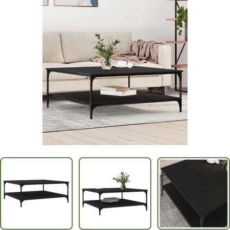 Étagères industrielles - Table basse Chêne noir 100 x 100 x 40 cm Bois d'ingénierie (1/5)