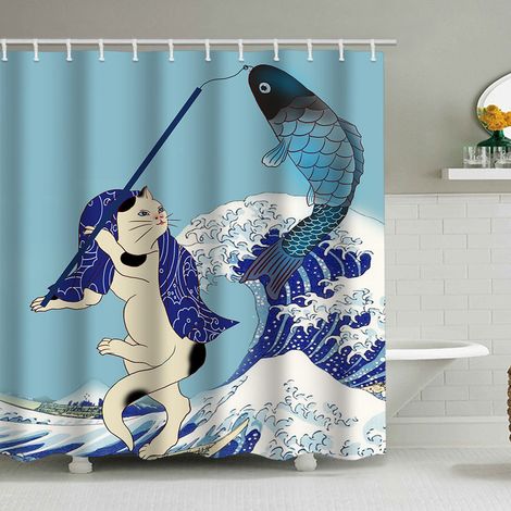 180 x 180 cm Duschvorhang mit lustigem Tiermuster, wasserdicht, inklusive 12 Haken, geeignet für Erwachsene und Kinder, Badezimmerdekorationsaccessoire.