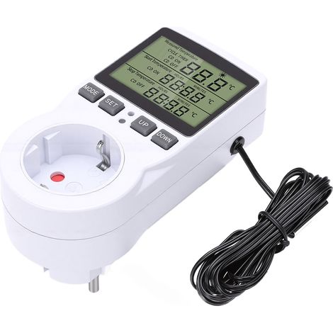 Contrôleur de température numérique avec affichage LCD, thermostat numérique à compte à rebours et prise de courant avec minuterie pour applications industrielles, automobiles et domestiques. (1/5)