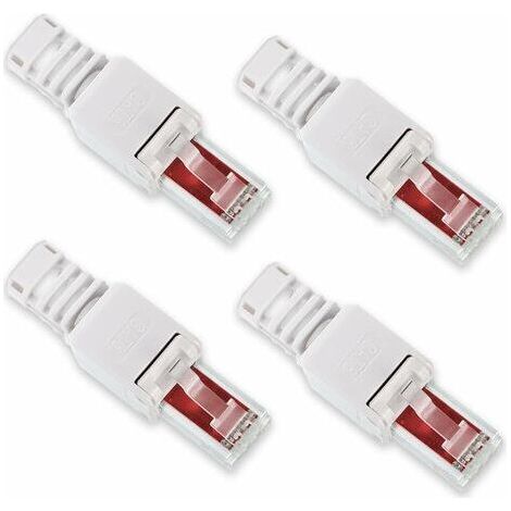 Fiche de câble réseau patch RJ45 Cat6 Cat5 LAN Montage sans outils Fiche à sertir Lot de 4 Connecteur RJ45 CAT6 sans outil (1/4)