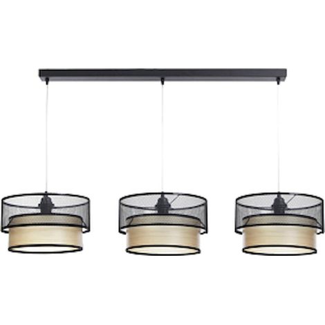 Suspension élégante effet bois lumière LED design ajustable - Noir avec intérieur effet bois foncé (1/5)