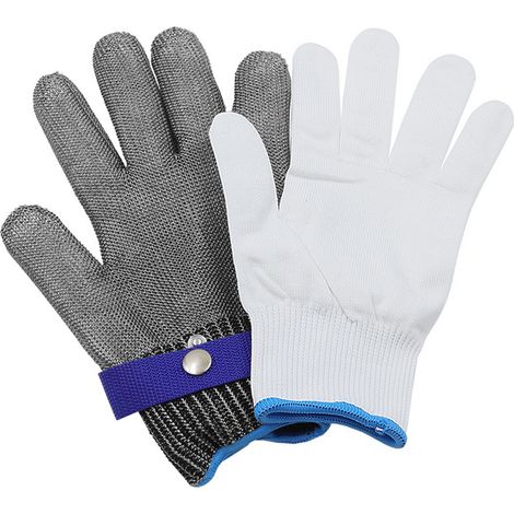 Gants anti-coupure protection des mains confortables respirants acier inoxydable et nylon pour boucherie scie électrique taille S 23,5cm/9,25in (1/5)