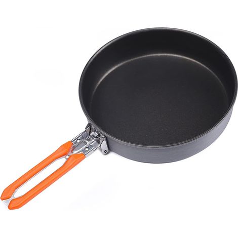 Poêle à Frire de Camping avec Revêtement Antiadhésif Batterie de Cuisine Casserole Camping Légère et Durable pour La Cuisson Équipement de Cuisine en Plein Air Poêle De Randonnée Portable (1/5)