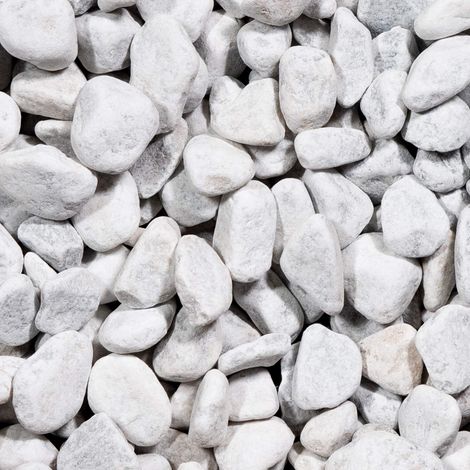 Galet décoratif marbre blanc carrare 40-60 mm – Sac 20 kg (0,2 m²) – Finition roulée pour aménagements extérieurs