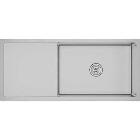 Évier de cuisine fait main 100 x 44 cm acier inoxydable argenté (1/5)