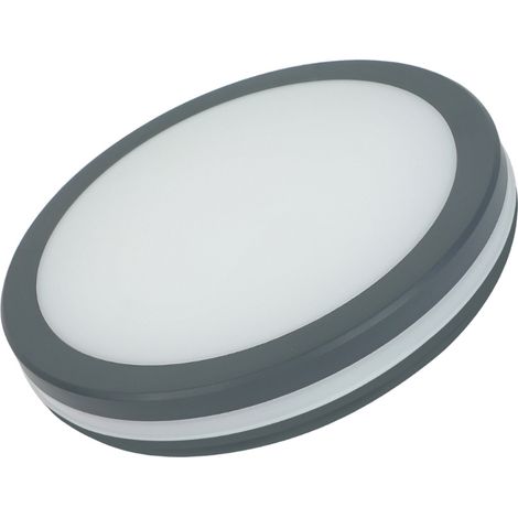 Plafonnier Led Rond 15W Ip54 Ik08 Gris 1500Lm Cct Sélectionnable 3000K 4000K 6500K Design Compact Haute Efficacité Énergétique Seo (1/5)